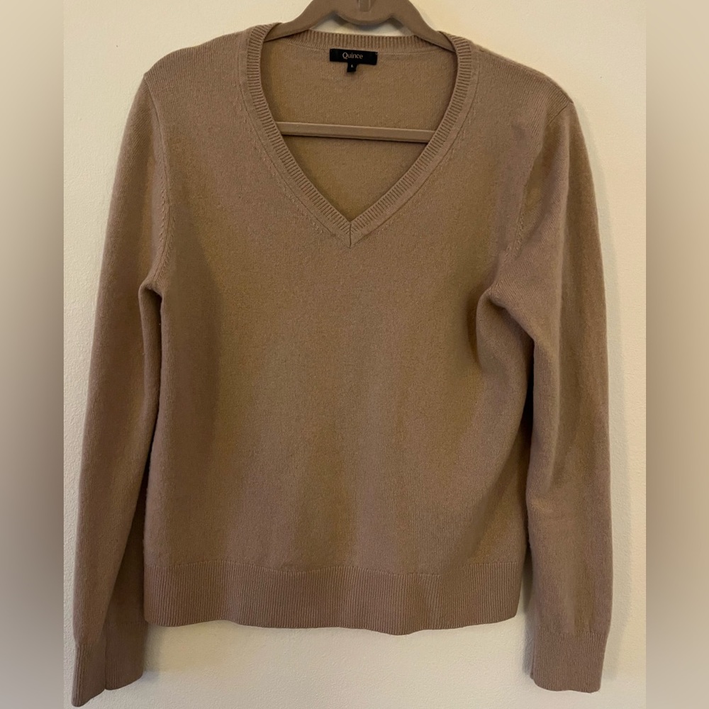 Classic Tan V-Neck Sweater
